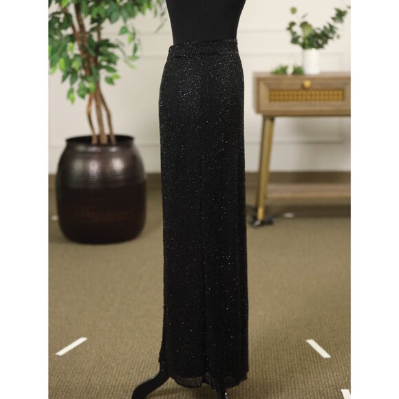 Full Beaded SAKS FIFTH AVENUE Black long black Slit MAXI skirt - Picture 3 of 11